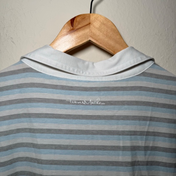 Travis Mathew Polo Shirt Men's LG White Striped Performance Golf Casual - Picture 6 of 6